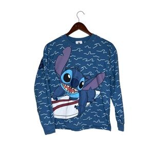 Disney Extra Small Spirit Jersey Stitch Blue Pull On Sweater Oversized